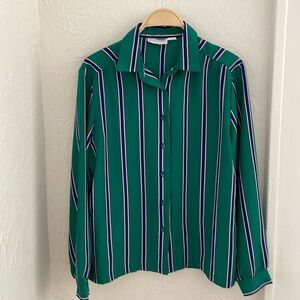 RRRRRUSS Women's Vintage Striped Button-up Shirt Size M In Green